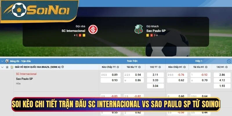 Soi kèo chi tiết trận đấu SC Internacional vs Sao Paulo SP từ SoiNoi