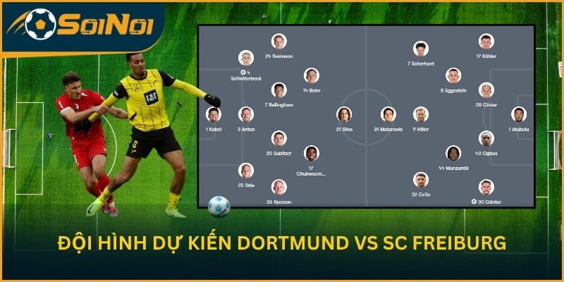 Đội hình dự kiến trước trận Borussia Dortmund vs SC Freiburg