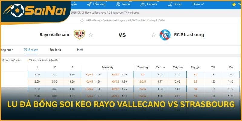 Lu Đá Bổng soi kèo trận đấu Rayo Vallecano vs RC Strasbourg