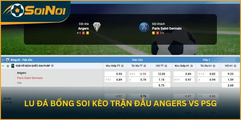 Lu Đá Bổng soi kèo trận đấu Angers SCO vs Paris Saint-Germain