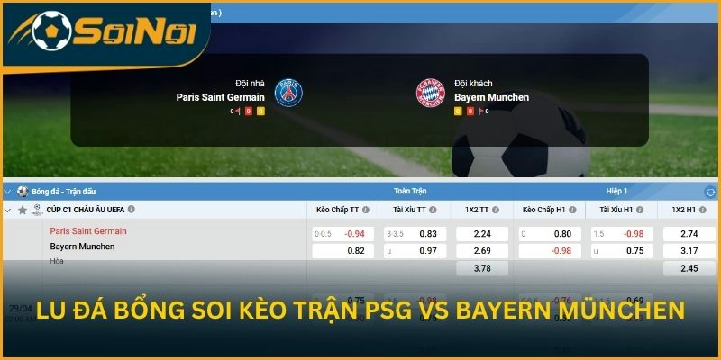 Lu Đá Bổng soi kèo trận Paris Saint-Germain vs FC Bayern München