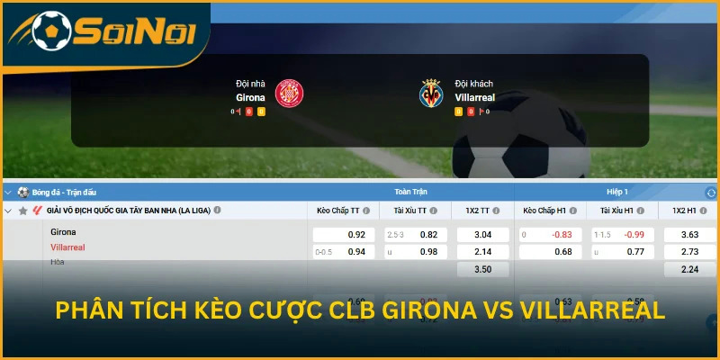 Soi kèo chi tiết trận đấu CLB Girona vs Villarreal từ SoiNoi
