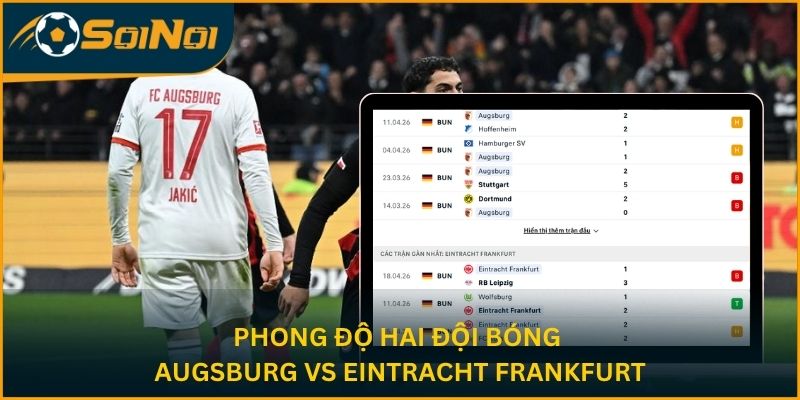 Phong độ hai đội bóng Augsburg vs Eintracht Frankfurt