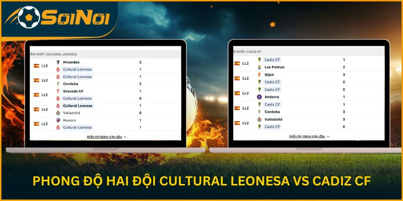 Phong độ hai đội bóng Cultural Leonesa vs Cadiz CF