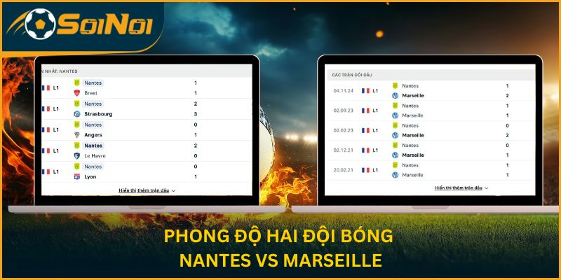 Phong độ hai đội bóng Nantes vs Marseille