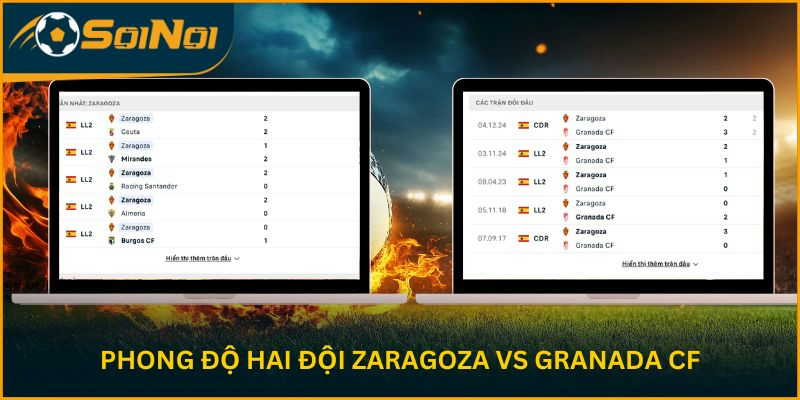 Phong độ hai đội bóng Zaragoza vs Granada CF