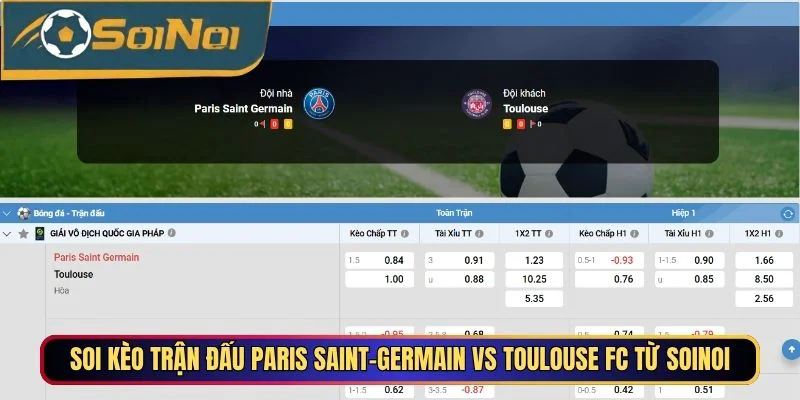 Soi kèo chi tiết trận đấu Paris Saint-Germain vs Toulouse FC từ SoiNoi