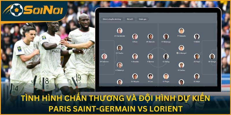 Đội hình của Paris Saint-Germain vs Lorient