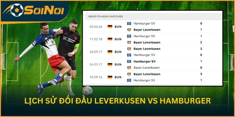 Lịch sử đối đầu Leverkusen vs Hamburger