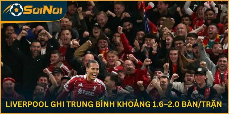  Liverpool ghi trung bình khoảng 1.6–2.0 bàn/trận