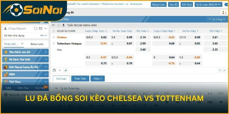 Lu Đá Bổng soi kèo trận đấu Chelsea vs Tottenham Hotspur