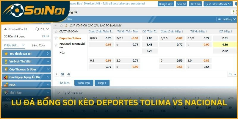 Lu Đá Bổng soi kèo trận đấu Deportes Tolima vs Nacional