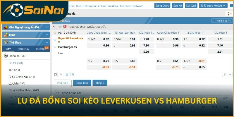 Lu Đá Bổng soi kèo trận đấu Leverkusen vs Hamburger