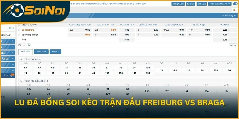 Lu Đá Bổng soi kèo trận đấu Freiburg vs Braga ngày 8/5