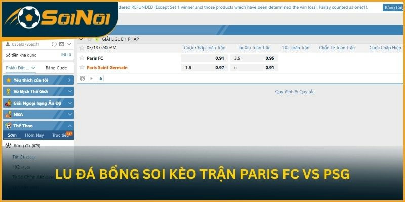 Lu Đá Bổng soi kèo trận đấu Paris FC vs PSG