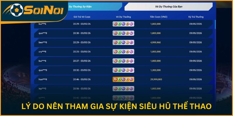 Lý do nên tham gia sự kiện siêu hũ thể thao